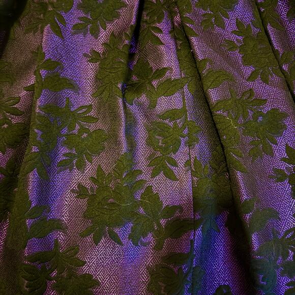 Kristin Davis Purple Black Floral Brocade A-Line Party Dress | Size 10 | Pockets - Picture 2 of 8